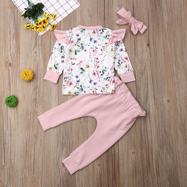 0 24M Toddler Baby Girl Clothes Sets Ruffles Long