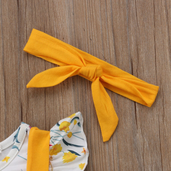 Toddler Girls Baby Clothes Floral Tops+Belt