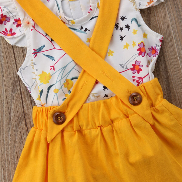 Toddler Girls Baby Clothes Floral Tops+Belt