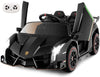 INFANS 2 Seater Kids Ride on Car 12V 4WD Licensed Lamborghini Veneno Powered Electric Vehicle with Hydraulic Doors Rocking Mode Adjustable Speeds Remote Control MP3 Headlight (Black)