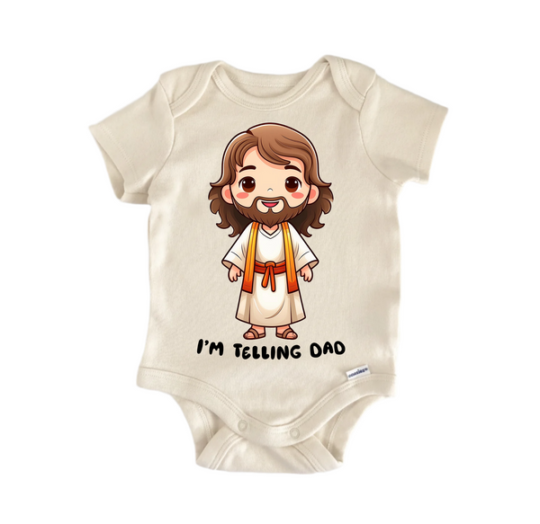 Telling Dad Jesus Religious God Christian -Baby Clothes