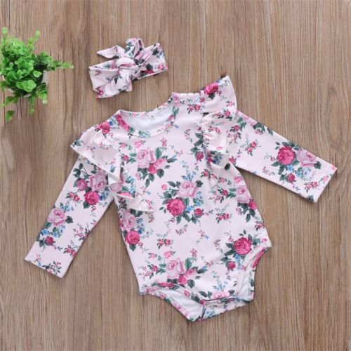 Newborn Toddler Baby Girl One Piece Clothes Floral