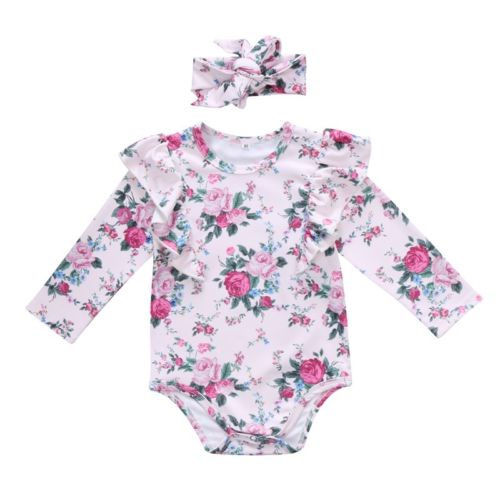 Newborn Toddler Baby Girl One Piece Clothes Floral