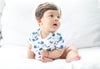 Smart Short Sleeve Baby Bodysuit + Bib - Blue Whale