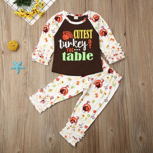 Thanksgiving Toddler Baby Girl Clothes Sets 0 3Y
