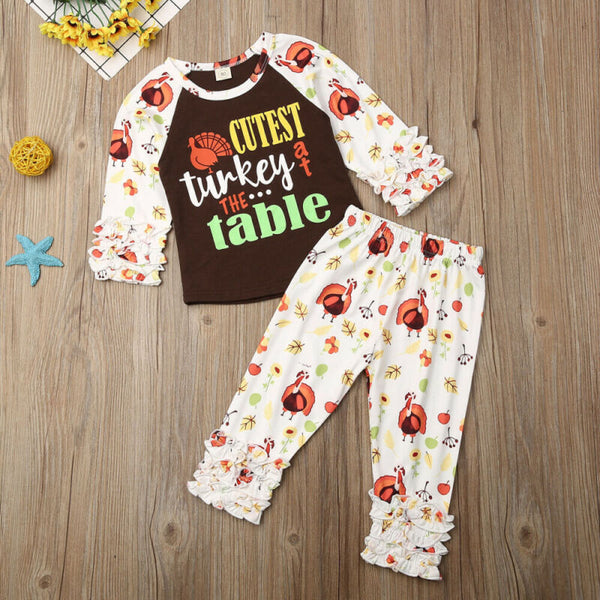 Thanksgiving Toddler Baby Girl Clothes Sets 0 3Y