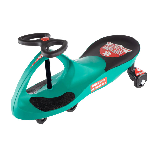 Wiggle Car - Ambulance Ride on Toy for Ages 3 Years and Up with No Batteries Gears or Pedals Just Twist Wiggle and Go by Lil’ Rider (Green)