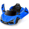 ELEMARA Lamborghini Battery Car for Kids with Scissor DoorKids Ride On Car with Remote ControlKid 12V Childrens Car with BluetoothLED LightMP3 Player and Wide Seat(Blue)