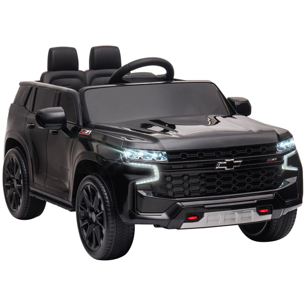 Aosom Chevrolet Tahoe Licensed Kids Ride on Car 12V Battery Powered Kids Electric Car with Remote Control 4-Wheeler Suspension Music Lights Horn for Ages 3-6 Years Old Black