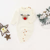 Baby Christmas Elk Pattern Solid Color Knitted Sweater Rompers