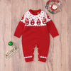 Baby Christmas Embroidered Graphic Side Button Design Knit Long Style