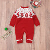 Baby Christmas Embroidered Graphic Side Button Design Knit Long Style