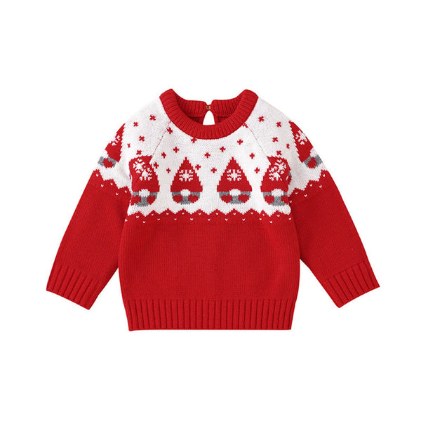 Baby Christmas Print Pattern Crewneck Pullover Knitwear Sweater