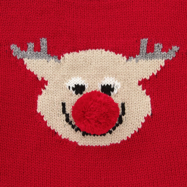 Baby Christmas Elk Pattern Solid Color Knitted Sweater Rompers