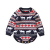 Baby Christmas Deer Pattern Shoulder Button Design Long Sleeved