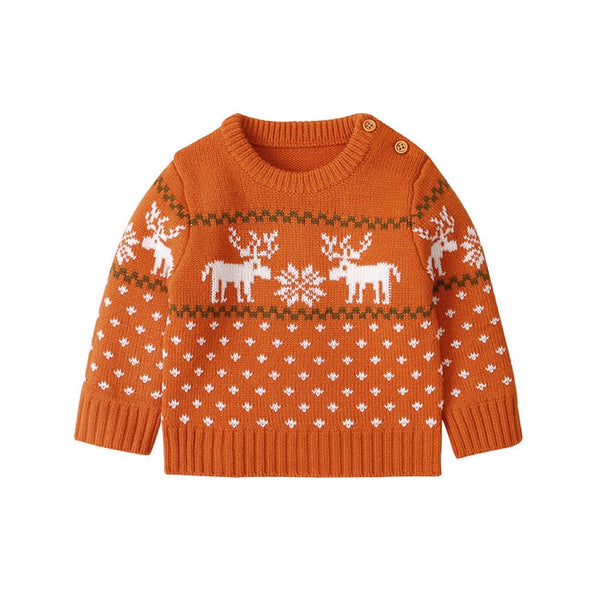 Baby Boy And Girl Christmas Giraffe Pattern Long Sleeved Pullover Swea