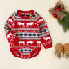 Baby Christmas Deer Pattern Shoulder Button Design Long Sleeved
