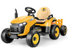 ARBELI 12V 7AH Ride on Tractor w/Tiltable Trailer & Remote Control 2x45W Motors Bluetooth Music Shifter Electric Car for Kids Ages 2-5Yellow