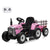 Nasitip 12V Kids Battery Powered Electric Tractor with Trailer Toddler Ride On Car w/Remote Control/ 7-LED Headlights/ 2+1 Gear Shift/ MP3 Player/USB Port for Kids 3-6 Years (Pink 35W/ EVA Tire)