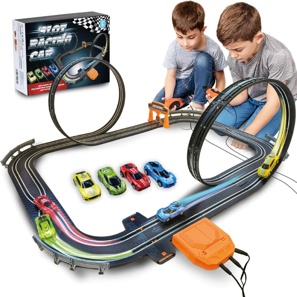 Atlasonix Dual Slot Car Racing Set - Electric Tracks for Kids