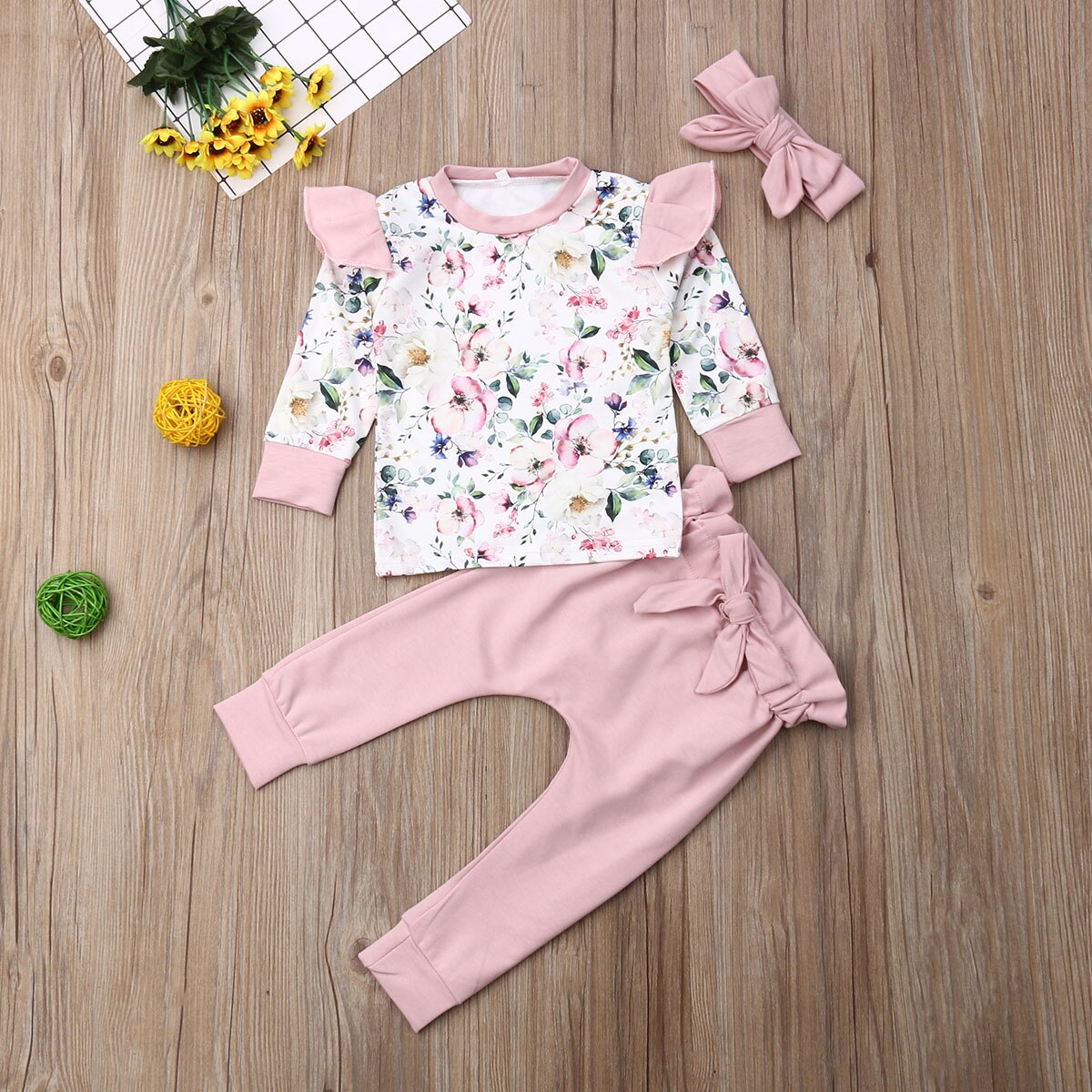 0 24M Toddler Baby Girl Clothes Sets Ruffles Long