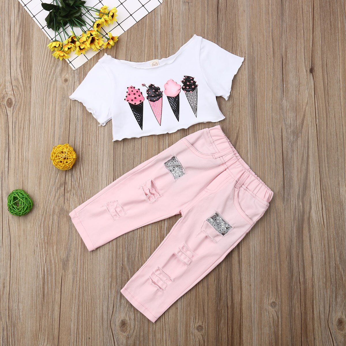 2019 Toddler Baby Girls Ice Cream 1 5Y Clothes