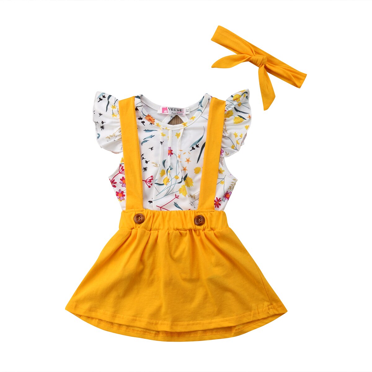 Toddler Girls Baby Clothes Floral Tops+Belt