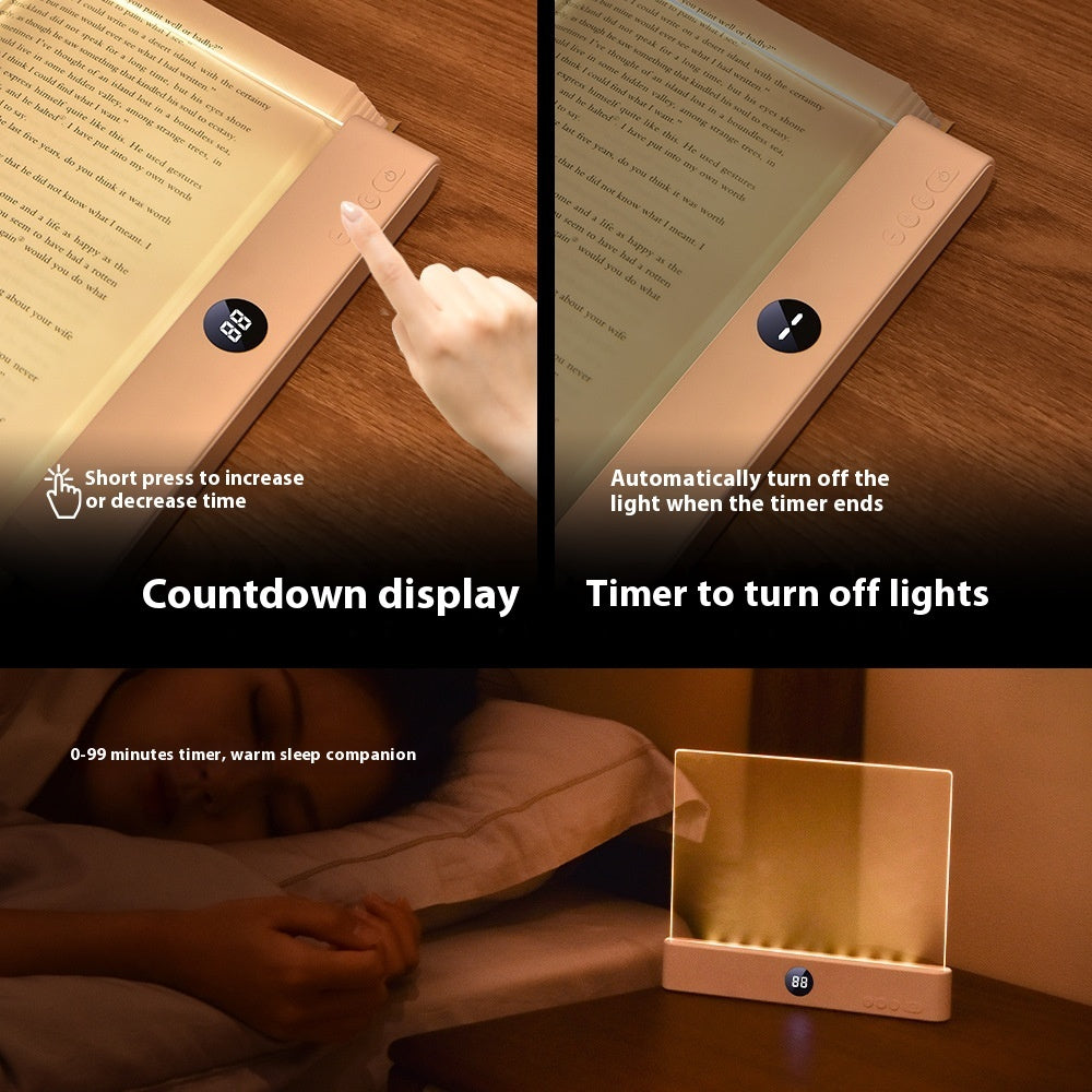 LED Page Lamp for Books and Night Stand – USB Rechargeable Flat Panel Reading Light for Paper Books, Eye-Friendly Night Light