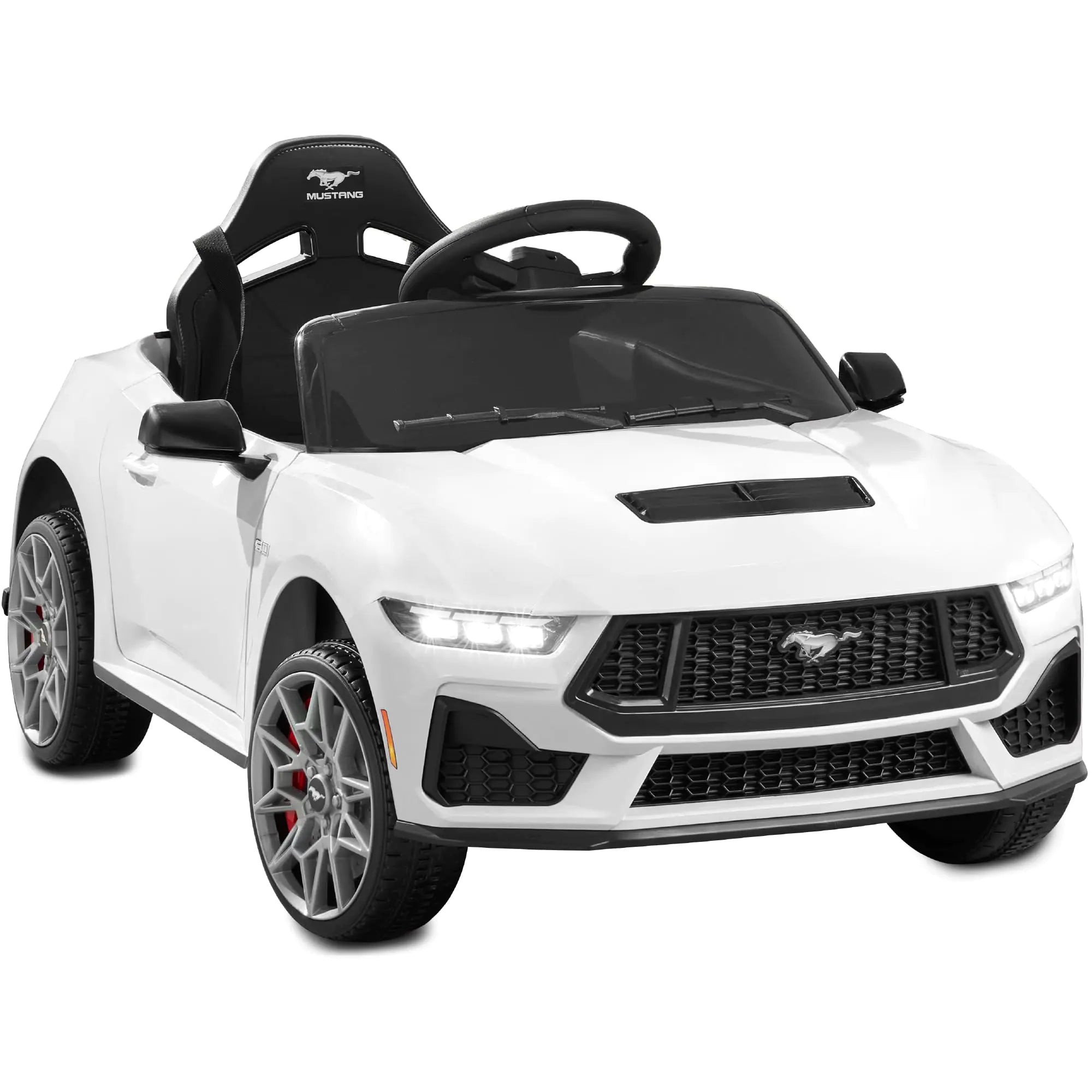Best Choice Products Kids 12V Electric Ride On Car Officially Licensed Ford Mustang w/Parent Control LED Lights 2 Speeds Bluetooth - White