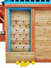 Wooden Cottage Playhouse with Awning, Ball Wall