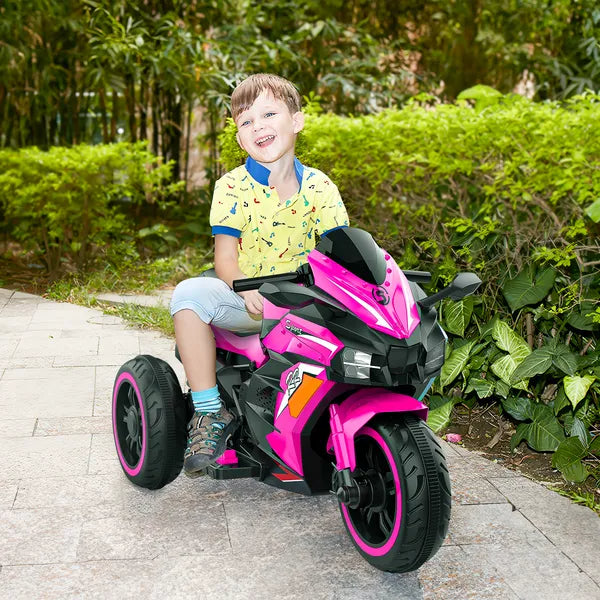 Kids Powered Ride-ons Toy, Kids Motorcycle For 3-6 Years, 12V Electric Ride On Motorcycle With Light Wheel & Bluetooth Music-Pink