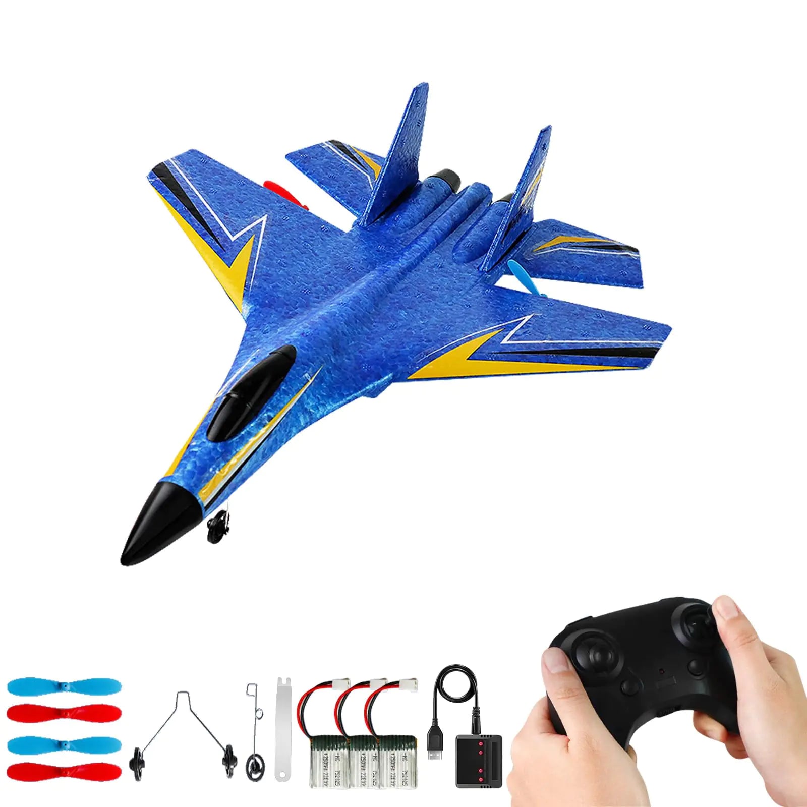 RC AirplaneRemote Control Airplanes for Kids 12 Years and up 2 Channels Foam RC Plane Wireless Toy with 3 Batteries Easy to Fly for Adults Kids Beginners Boys(Blue)