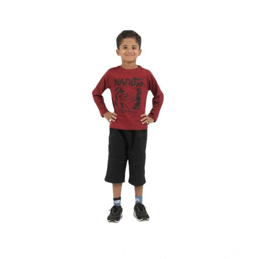 Generic Pack of 2 Boy's Cotton Printed Full Sleeve T-Shirt's (Multicolor)