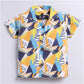 Generic Boy's Lycra Blend Printed Short Sleeve Shirt and Shorts Set (MultiColor)