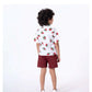 Generic Boy's Cotton Blend Printed Short Sleeve Shirt and Shorts Set (White)