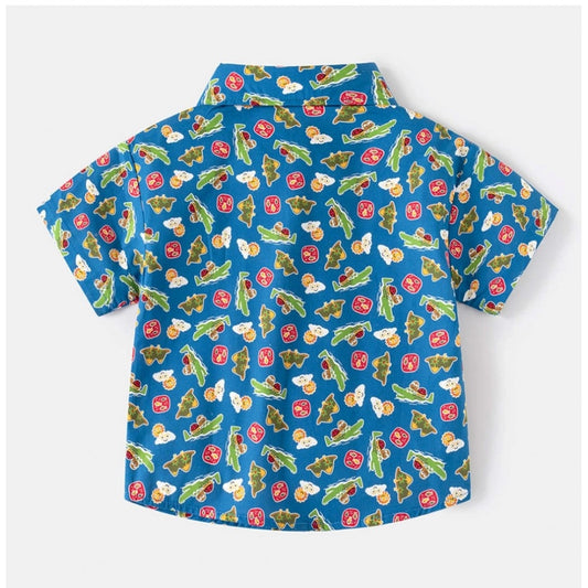 Generic Boy's Cotton Blend Printed Short Sleeve Shirt (MultiColor)