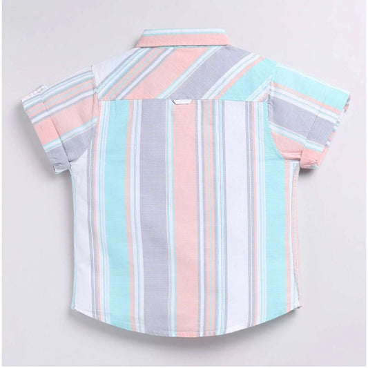 Generic Boy's Cotton Blend Printed Short Sleeve Shirt (MultiColor)