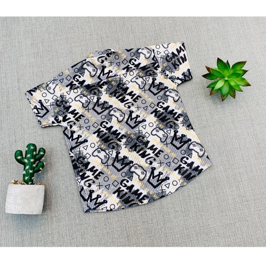 Generic Boy's Cotton Blend Printed Short Sleeve Shirt (MultiColor)