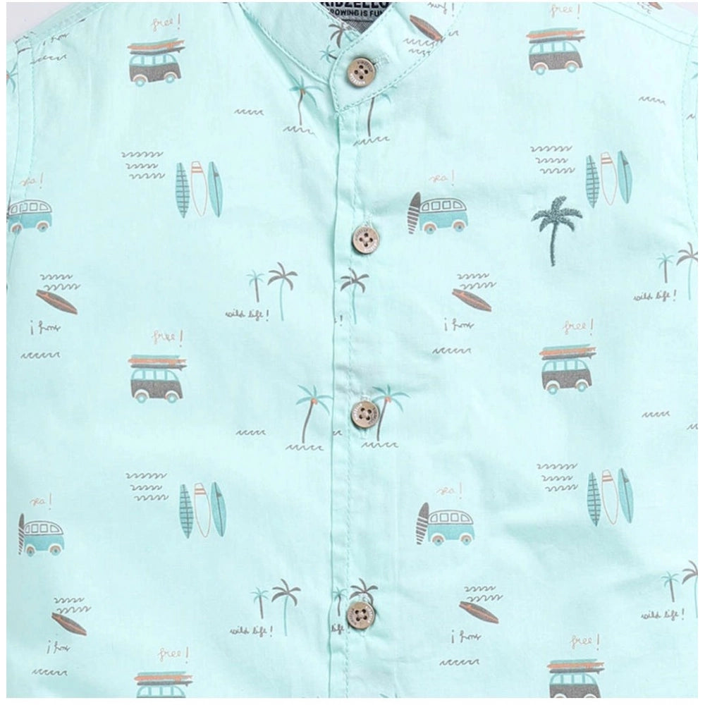 Generic Boy's Cotton Blend Printed Short Sleeve Shirt (MultiColor)