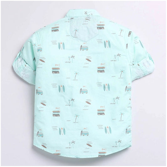 Generic Boy's Cotton Blend Printed Short Sleeve Shirt (MultiColor)
