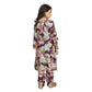 Generic Girl's Maslin Embrodrery Lace Aliya Cut Top With Bottom Dupatta Set (Purple)