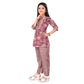 Generic Girl's Cotton Printed Top With Bottom Set (Purple)
