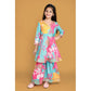 Generic Girl's Rayon Printed Codding Lace Anarkali-Style Suit (Multicolor)