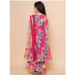 Generic Girl's Rayon Printed Codding Lace Anarkali-Style Suit (Pink)