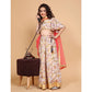 Generic Girl's Chiffon Printed Lehenga Choli Set (Beige)