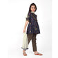 Generic Girl's Cotton Printed Kurti With Bottom Dupatta Set (Dark Blue)