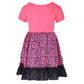 Generic Girl's Polyester Crepe Embellished Short Sleeve Round Neck Dress (Pink)