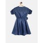 Generic Girl's Denim Striped Sleeveless Round Neck Dress (Blue)