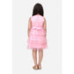 Generic Girl's Net Embellished Sleeveless Round Neck Dress (Pink)