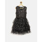Generic Girl's Net Embellished Sleeveless V-Neck Dress (Black)